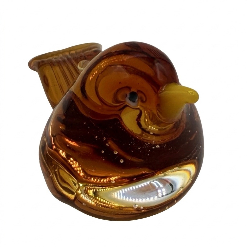 Vintage Murano-Style Amber Sommerso Hand Blown Art Glass Bird Figurine Italy‎